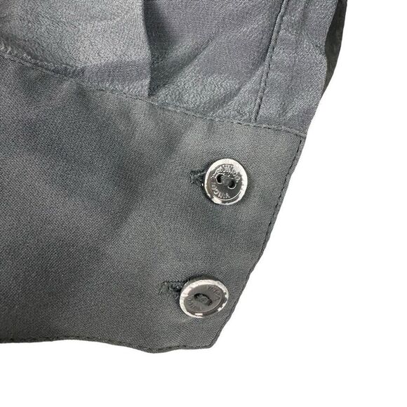 Vince Medium Half Placket Tuxedo Silk Blouse V-Neck Gray Top - Picture 4 of 8